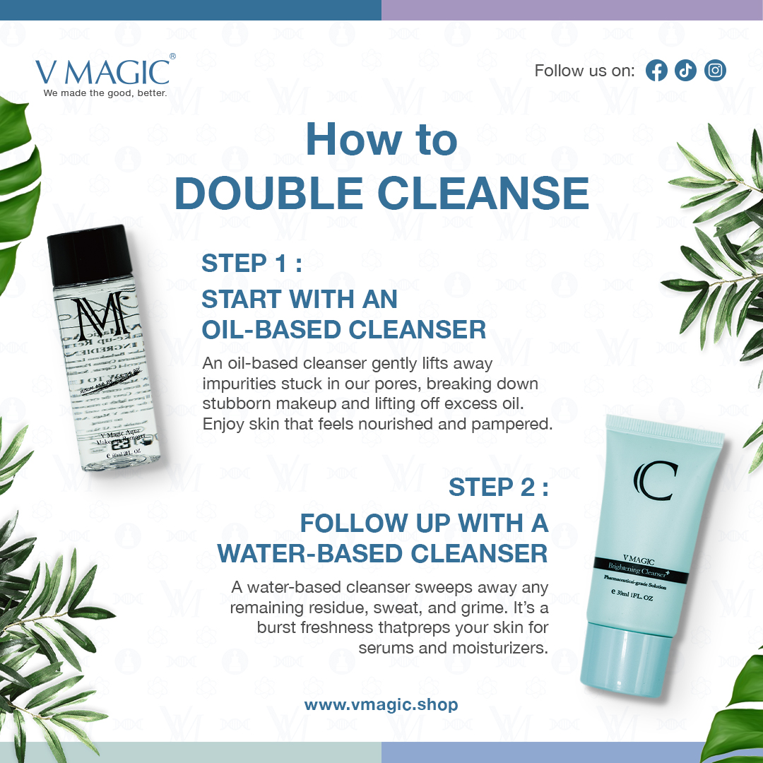 How to double cleanse to ensure water and oil based impurities are removed to protect your face and skin barrier. 
