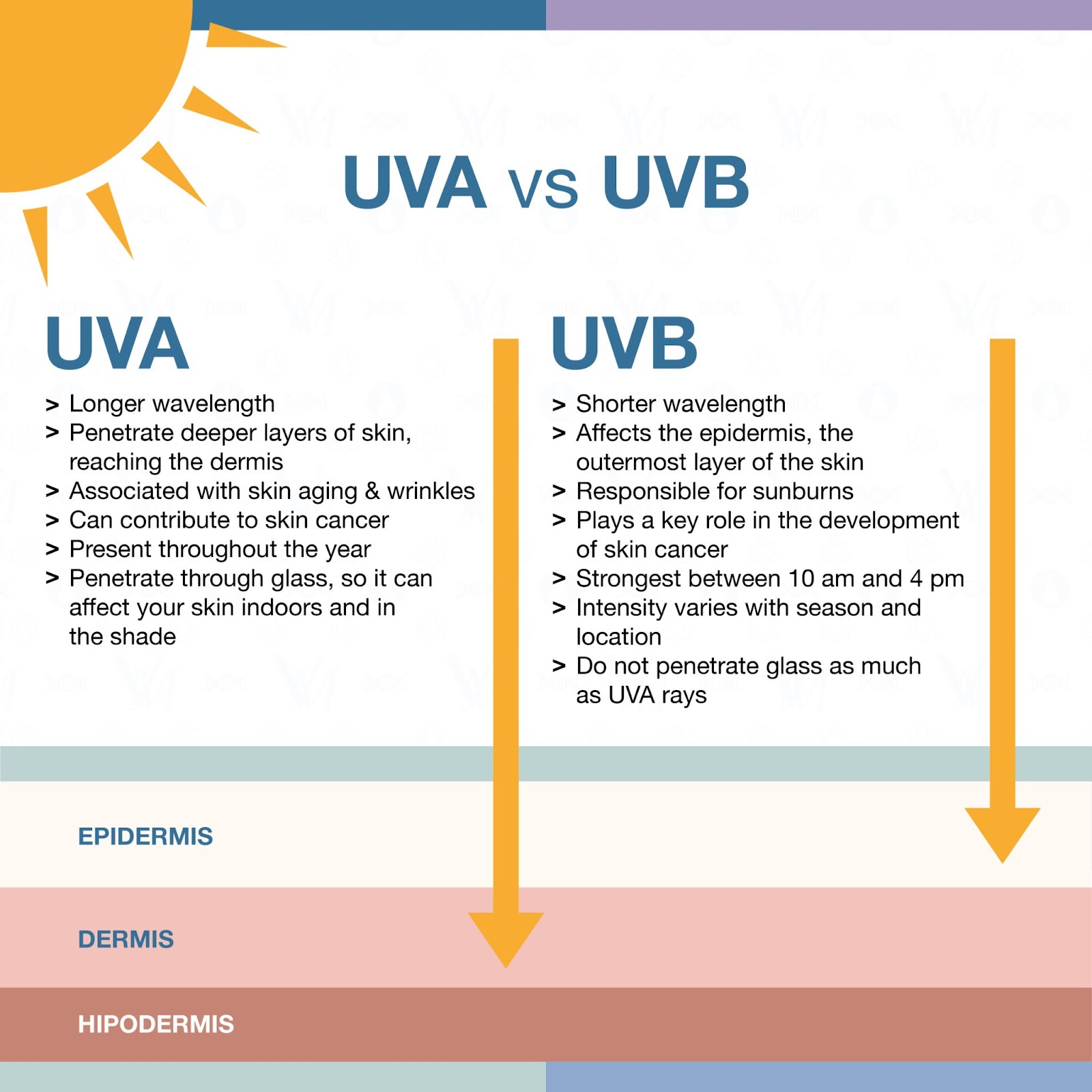 The difference of UVA vs UVB. Learn how to protect your skin barrier from this harmful rays. 

